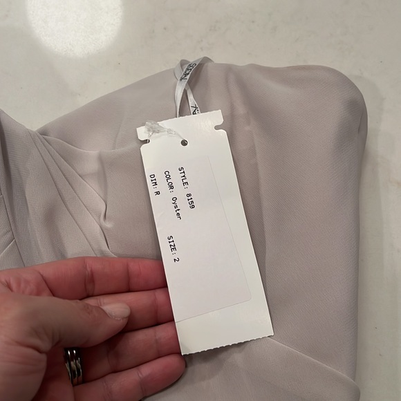NWT Social Bridesmaids Chiffon Formal Gown #8159 Oyster - Picture 10 of 11